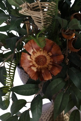 Metal Darbeli Vazoda Yapay Zeytin Tanzimi 68cm Yeşil - 8