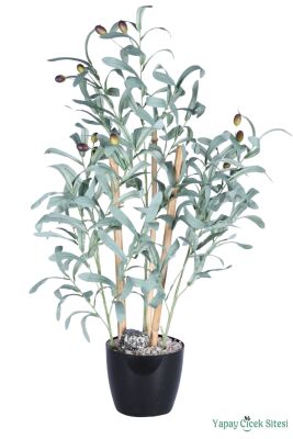 Yapay Çiçek Sitesi Plastik Saksıda Yapay Bambulu Zeytin Ağacı 80 cm - 1