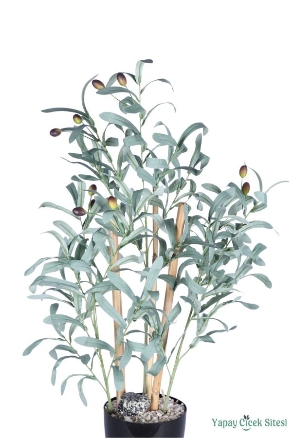 Yapay Çiçek Sitesi Plastik Saksıda Yapay Bambulu Zeytin Ağacı 80 cm - 3