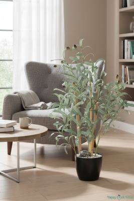 Yapay Çiçek Sitesi Plastik Saksıda Yapay Bambulu Zeytin Ağacı 80 cm - 4