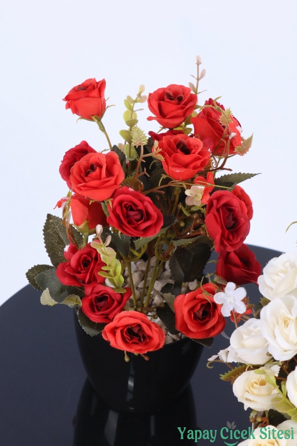 Plastik Saksıda Yapay Çalı Gülü Tanzimi 2'li Set 30 cm - 2