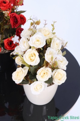 Plastik Saksıda Yapay Çalı Gülü Tanzimi 2'li Set 30 cm - 3
