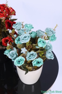 Plastik Saksıda Yapay Çalı Gülü Tanzimi 2'li Set 30 cm - 10
