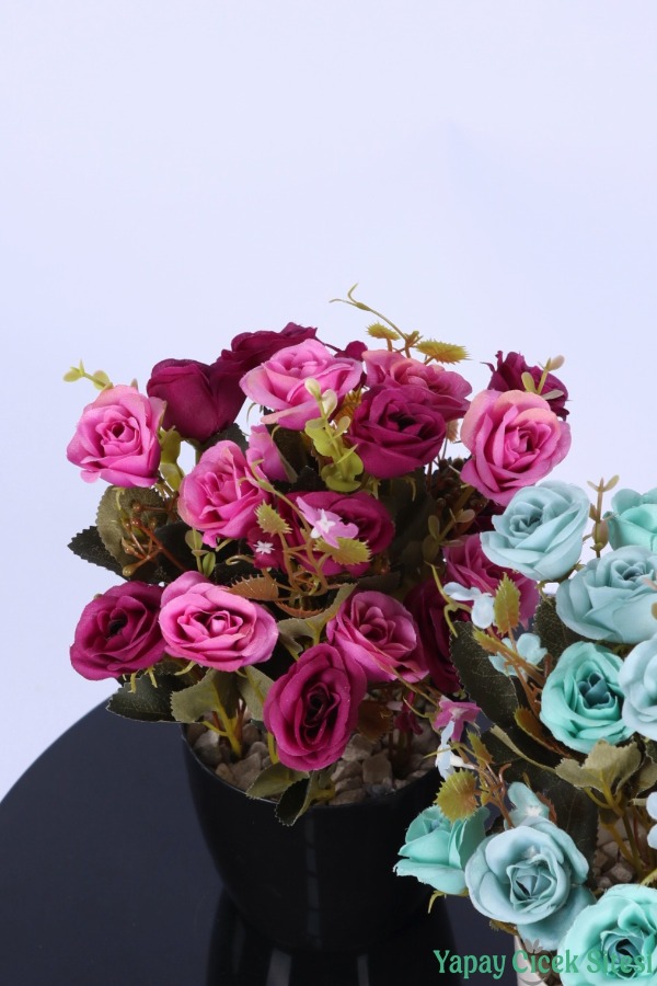 Plastik Saksıda Yapay Çalı Gülü Tanzimi 2'li Set 30 cm - 13