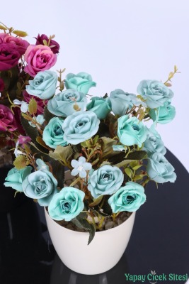 Plastik Saksıda Yapay Çalı Gülü Tanzimi 2'li Set 30 cm - 14