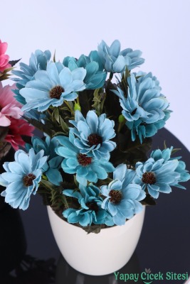 Plastik Saksıda Yapay Katmerli Papatya Tanzimi 2'li Set 25 cm - 7