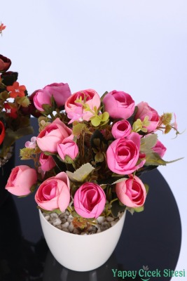 Plastik Saksıda Yapay Ranunkulus Tanzimi 2'li Set 30 cm - 3