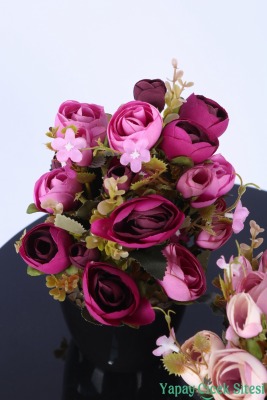 Plastik Saksıda Yapay Ranunkulus Tanzimi 2'li Set 30 cm - 10