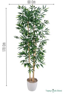 Yapay Bambu Ağacı 170 cm (Beyaz Saksılı) - Yapay Çiçek Sitesi
