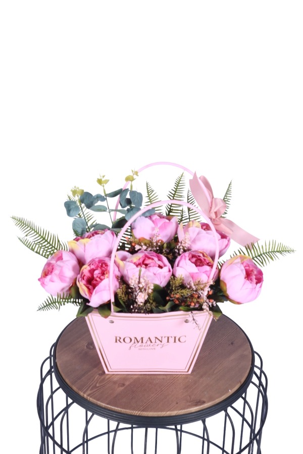 Yapay Çiçekli Romantic Çantalı Aranjman Model 32 - 1