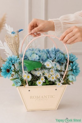 Yapay Çiçekli Romantic Çantalı Aranjman Model 36 - Yapay Çiçek Sitesi