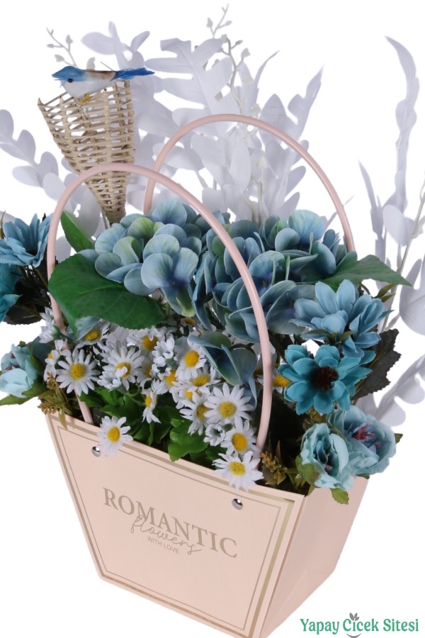 Yapay Çiçekli Romantic Çantalı Aranjman Model 36 - 2
