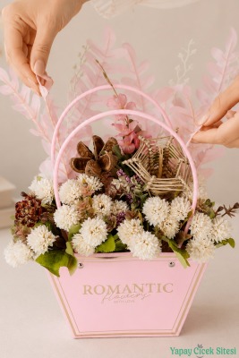 Yapay Çiçekli Romantic Çantalı Aranjman Model 38 - Yapay Çiçek Sitesi