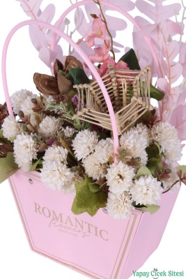 Yapay Çiçekli Romantic Çantalı Aranjman Model 38 - 4