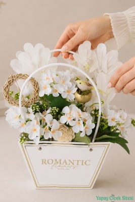 Yapay Çiçekli Romantic Çantalı Aranjman Model 39 - Yapay Çiçek Sitesi
