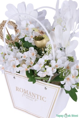 Yapay Çiçekli Romantic Çantalı Aranjman Model 39 - 2