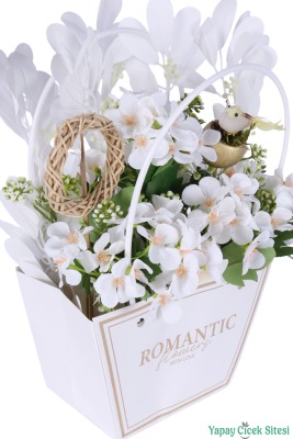 Yapay Çiçekli Romantic Çantalı Aranjman Model 39 - 5
