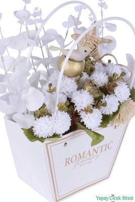Yapay Çiçekli Romantic Çantalı Aranjman Model 41 - 2