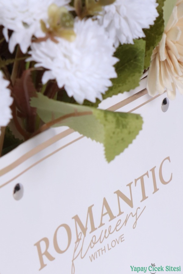 Yapay Çiçekli Romantic Çantalı Aranjman Model 41 - 5
