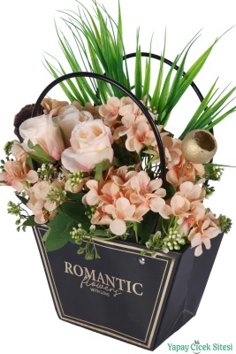 Yapay Çiçekli Romantic Çantalı Aranjman Model 43 - 2