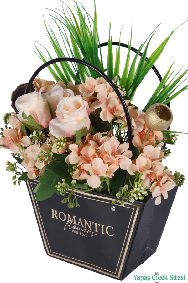 Yapay Çiçekli Romantic Çantalı Aranjman Model 43 - 2