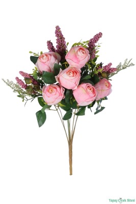 Yapay Cipsolu Gül Demeti 11 Dal 51cm Açık Pembe - 2