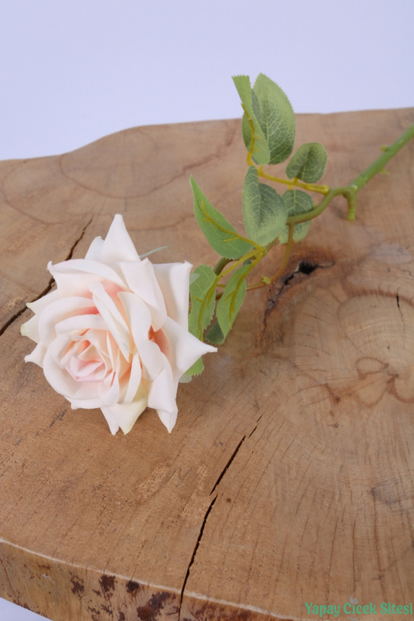 Yapay Dekoratif Gül Dalı 3 Adet - 42cm Pudra Pembe - 3