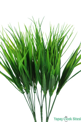 Yapay Dekoratif Yeşillik Çimen Saz Demeti 38 cm 3 Adet Yeşil - 2