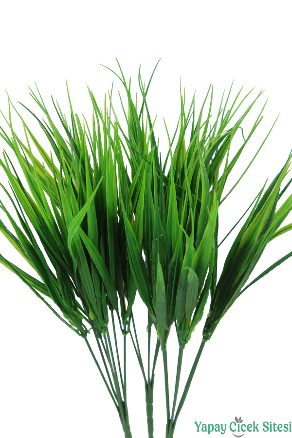 Yapay Dekoratif Yeşillik Çimen Saz Demeti 38 cm 3 Adet Yeşil - 2