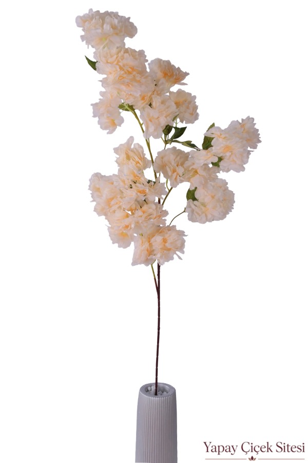 Yapay Kabarık Bahar Dalı 95 cm Krem Beyaz - 1