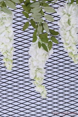 Yapay Kaliteli 3lü Akasya Salkım Sarkıt Dalı 105 cm Beyaz - 3