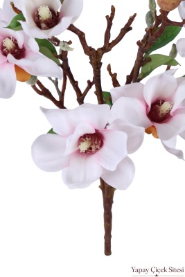 Yapay Manolya Demeti 53 cm Beyaz Pembe - 2