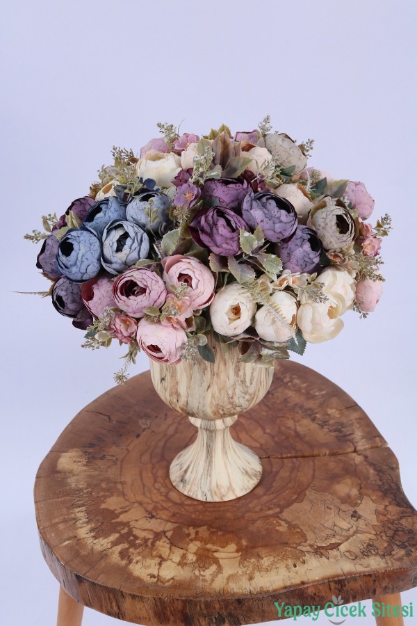 Yapay Şakayık Görünümlü Premium Ranunkulus Demeti 35 cm - 1