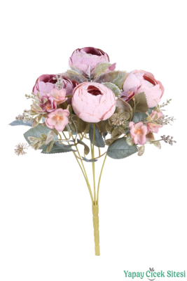Yapay Şakayık Görünümlü Premium Ranunkulus Demeti 35 cm - 9
