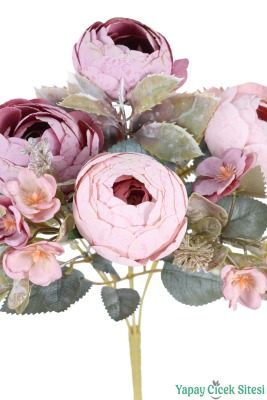 Yapay Şakayık Görünümlü Premium Ranunkulus Demeti 35 cm - 10