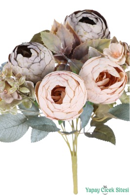 Yapay Şakayık Görünümlü Premium Ranunkulus Demeti 35 cm - 13