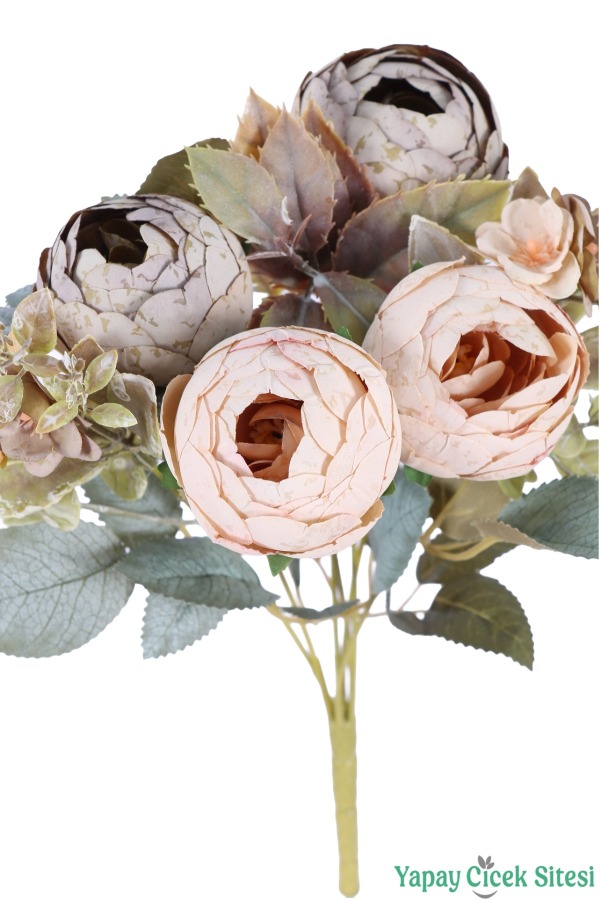 Yapay Şakayık Görünümlü Premium Ranunkulus Demeti 35 cm - 13