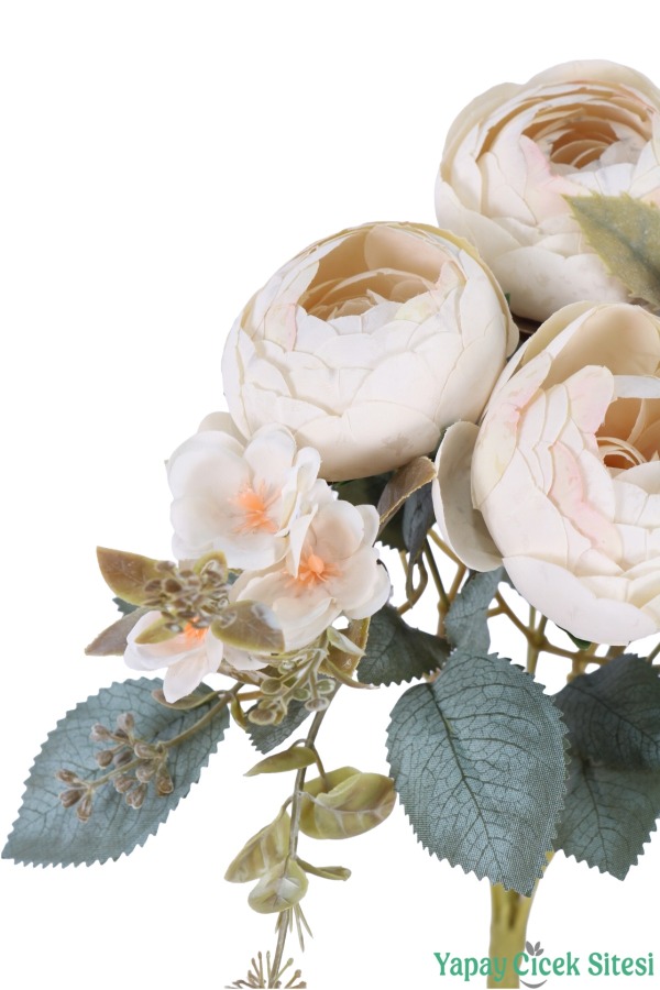 Yapay Şakayık Görünümlü Premium Ranunkulus Demeti 35 cm - 18
