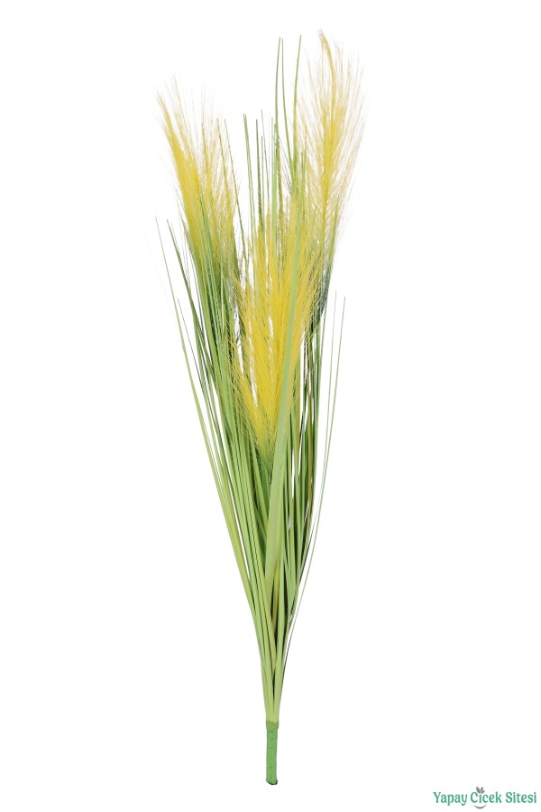 Yapay Tüylü Saz 72cm Demeti Sarı-Yeşil - 1