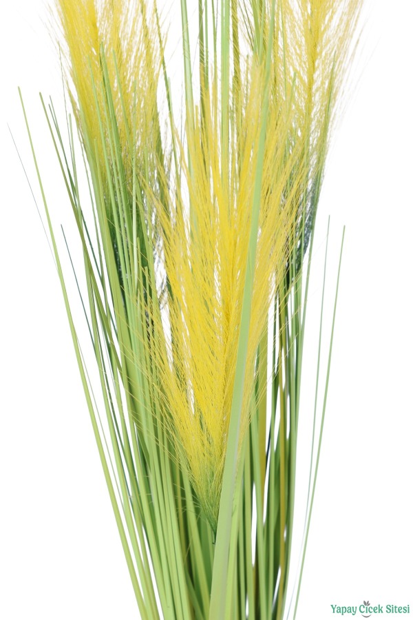 Yapay Tüylü Saz 72cm Demeti Sarı-Yeşil - 4