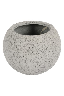 Yapay Çiçek Sitesi Yuvarlak Küre Gri Fiber Saksı Çap 40 cm - Yapay Çiçek Sitesi