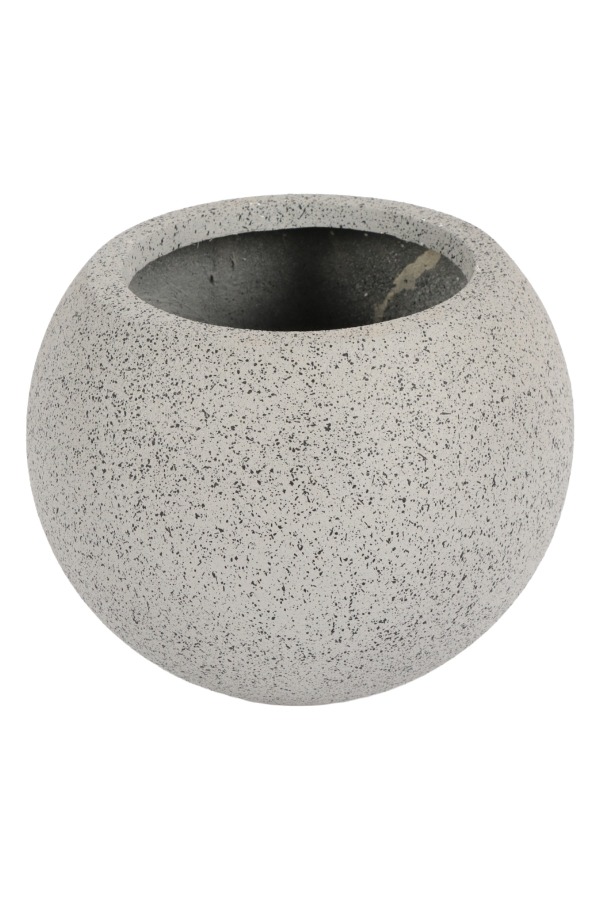 Yapay Çiçek Sitesi Yuvarlak Küre Gri Fiber Saksı Çap 40 cm - 1