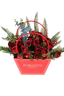 Yapay Çiçekli Romantic Çantalı Aranjman Model 1 - 3