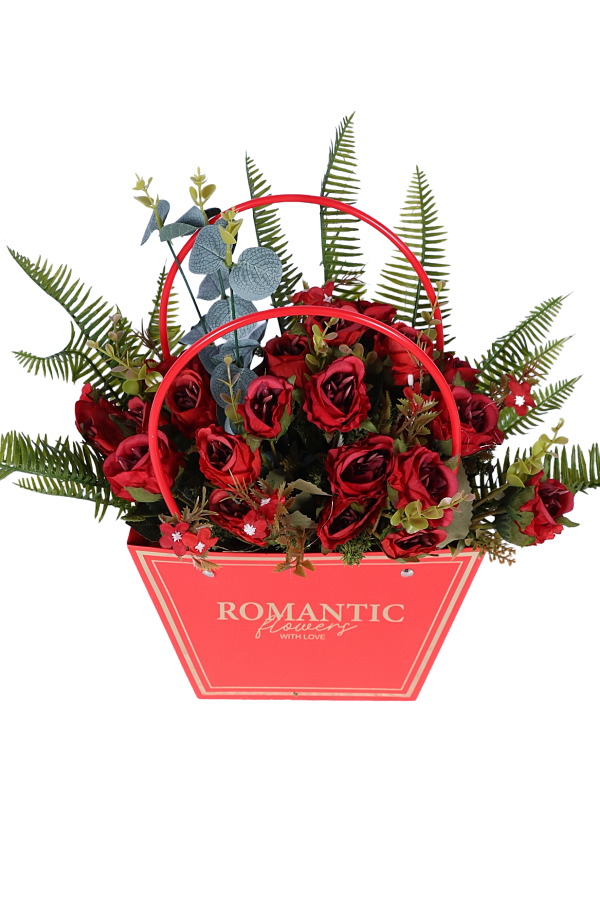 Yapay Çiçekli Romantic Çantalı Aranjman Model 1 - 3