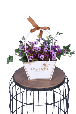 Yapay Çiçekli Romantic Çantalı Aranjman Model 11 - 1