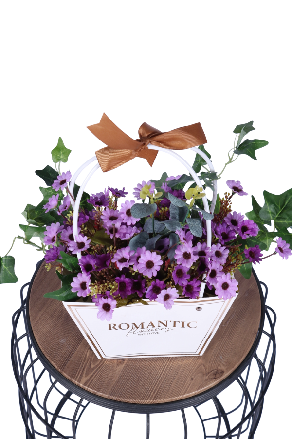 Yapay Çiçekli Romantic Çantalı Aranjman Model 11 - 3