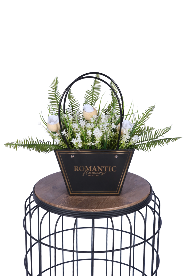Yapay Çiçekli Romantic Çantalı Aranjman Model 12 - 1