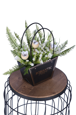 Yapay Çiçekli Romantic Çantalı Aranjman Model 12 - 3