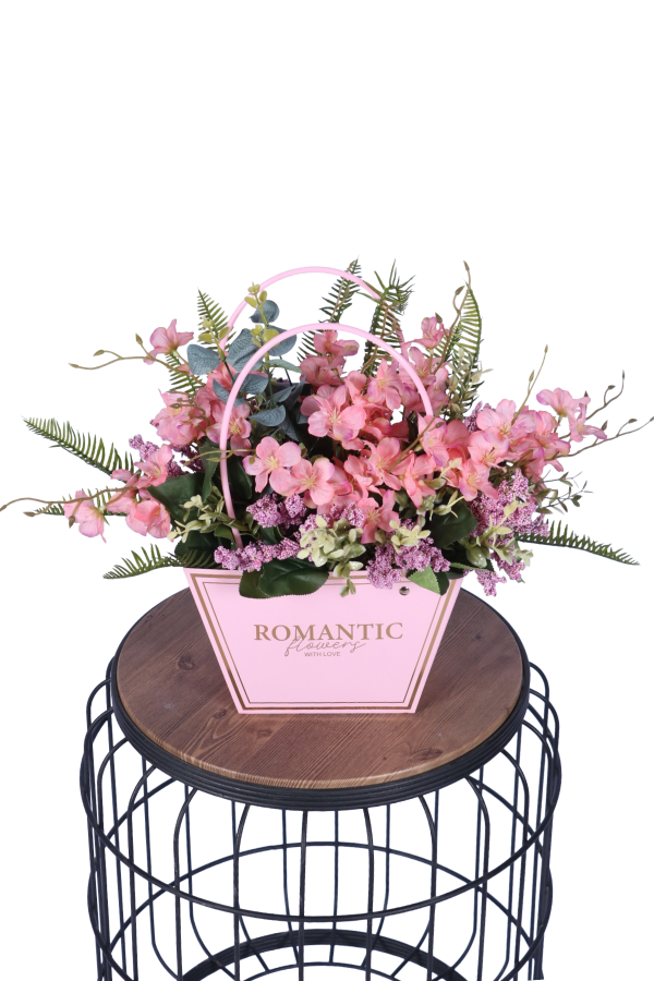 Yapay Çiçekli Romantic Çantalı Aranjman Model 14 - 1