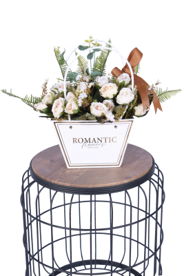 Yapay Çiçekli Romantic Çantalı Aranjman Model 15 - 1